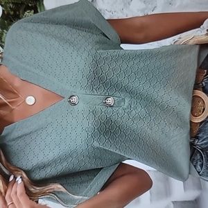 V Neck Button Front T Shirt